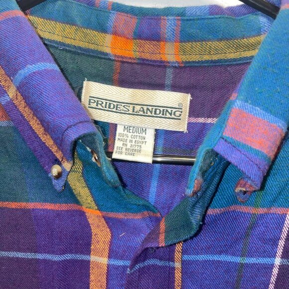 Plaid Button-Down Shirt By Prides Landing  Medium  100% Cotton  Multicolor - Picture 4 of 9